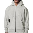 thumbnail image 2 of POROPL Mens Zipper Hoodie Cotton Long Sleeve Sweatshirt with Pockets Casual Sports Plain Sweatshirts, 2 of 8