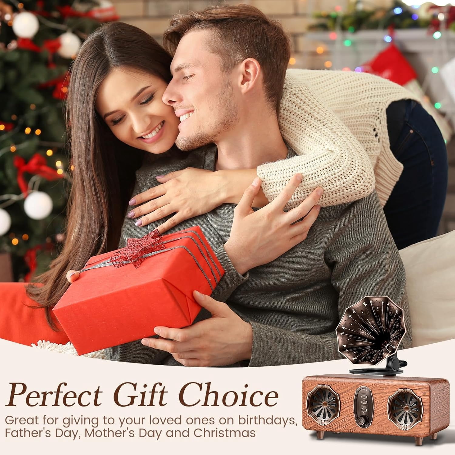 Imego Retro Bluetooth Speaker with 5.4, FM Radio, USB/TF/AUX Playback, Rich Bass, Vintage Wireless Speaker for Home & Office Decor