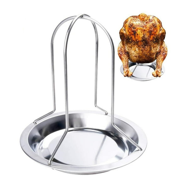 wuyuhangppo LMETJMA Chicken Roaster Rack With Bowl Carbon Steel Beer Can Chicken Turkey Roaster BBQ Grill Rack Stand Holder Tray KC0229