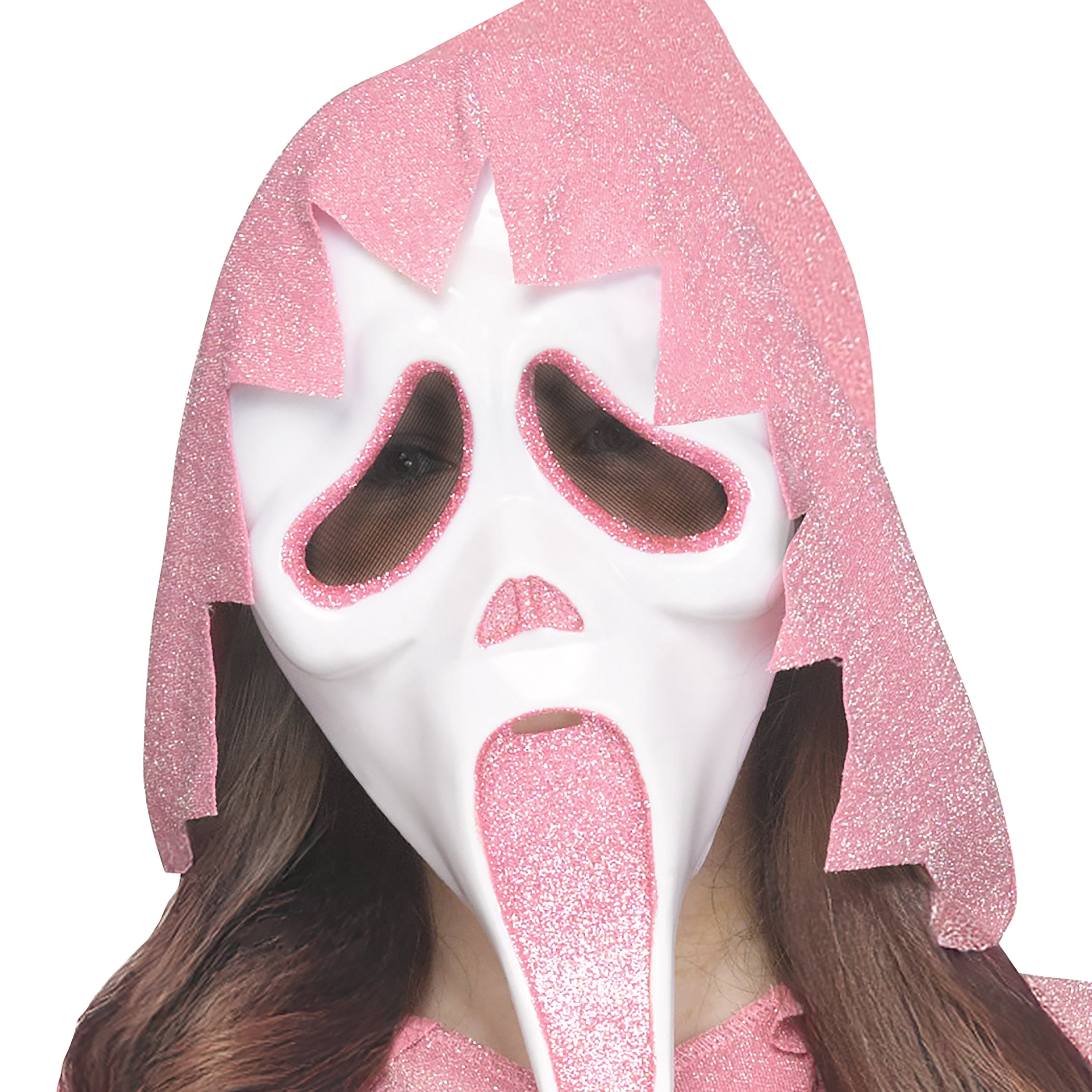 Scream Pink Glitter Ghost Face Halloween Costume for Children, 2-Piece, Girls' Size L (10/12), by Fun World