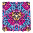 thumbnail image 2 of Ambesonne Blue Floral Shower Curtain, Hippie Vibes Flowers, 69"Wx70"L, Hot Pink Pale Orange, 2 of 4