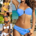 thumbnail image 5 of Women Sexy 2 Piece Bikini Set Halter Backless U-Clip Solid Color Underwire Padded Swimsuit Low Waist Ruched Thong Bathing Suit Beachwear, 5 of 16