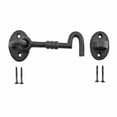 thumbnail image 4 of Renovators Supply Black Wrought Iron Cabin Hook Eye 5" L Large Decorative Privacy Hook Latches for Cabinet Window Kitchen Sliding or Barn Doors w/Screws Pack of 2, 4 of 12