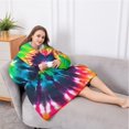 thumbnail image 5 of Oversized Wearable Blanket Hoodie,Colorful Tie Dye Pattern Sherpa Blanket Hoodie with Super Pockets,Super Warm Fuzzy Pullover for Women & Men, 5 of 6
