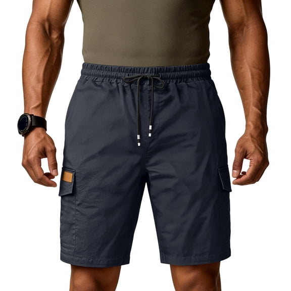 Fgvctg Men's Cargo Shorts Elastic Waistband Casual Summer Beach Cargo Short Stretch Waist Waistband Trendy Relaxed Fit Shorts Drawstring Workout Plus Size Pants with Pockets,Dark Gray,XL