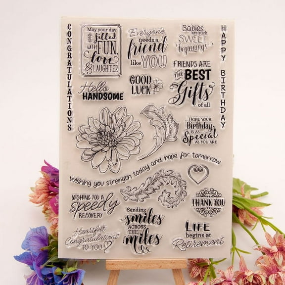 Ouginx 15.5 x 21.5 cm Clear Large Flower Rubber Stamp Set