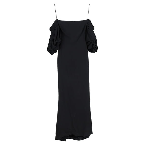 Pre-Owned Alexander Mcqueen Maxi Off-Shoulder Dress in Black Viscose