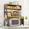thumbnail image 3 of XgoodX Microwave Stand, 4-Tier with 9 Hooks for Kitchen Countertop Organizer, 205LBS Microwave Shelf, Adjustable Kitchen Shelves Microwave Stand with Storage and Microwave Oven Rack (Brown), 3 of 8