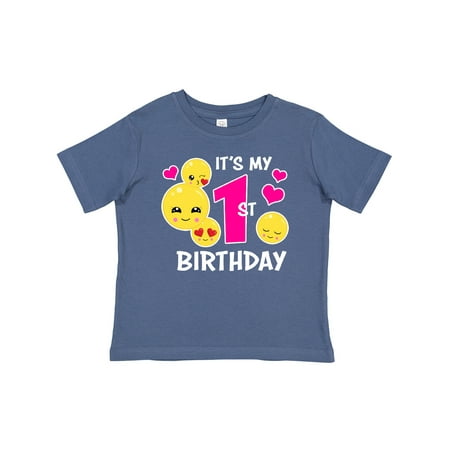

Inktastic Its My 1st Birthday with Smiling Emoticons Gift Baby Girl T-Shirt