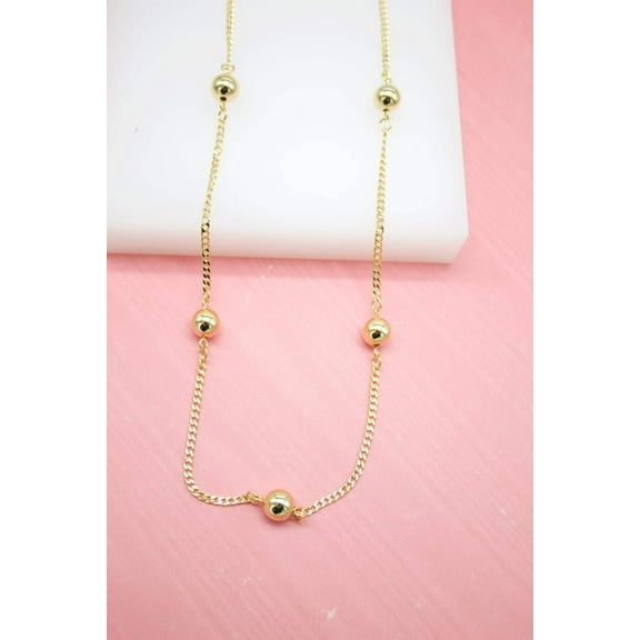 18K Gold Filled Golden Bead Chain Necklace (G235)