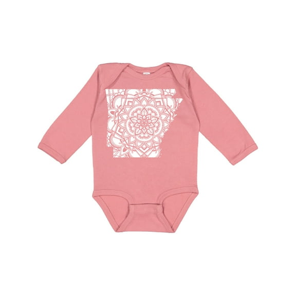 Inktastic Arkansas Silhouette Mandala Boys or Girls Long Sleeve Baby Bodysuit