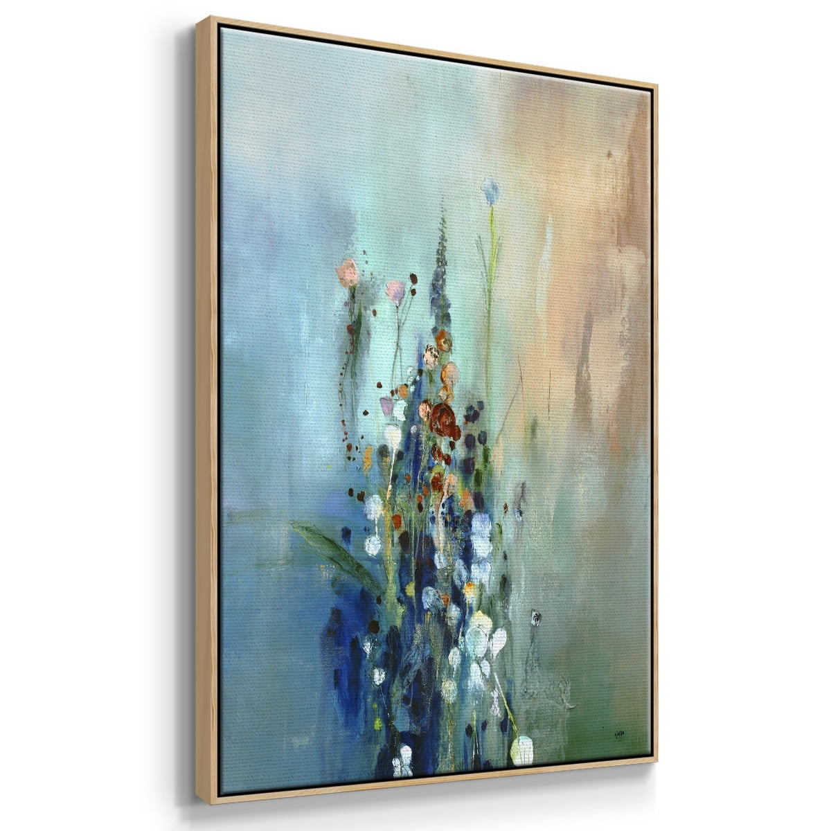 Current Air I Framed Premium Gallery Wrapped Canvas - Ready to Hang - 25 x 37 - Natural Wood Floating Frame