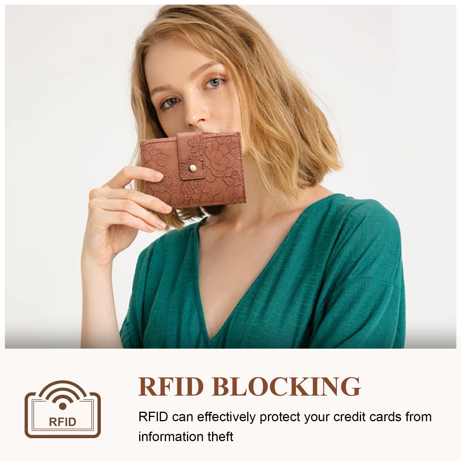 SENDEFN Leather Trifold Wallet with RFID Blocking photo 5