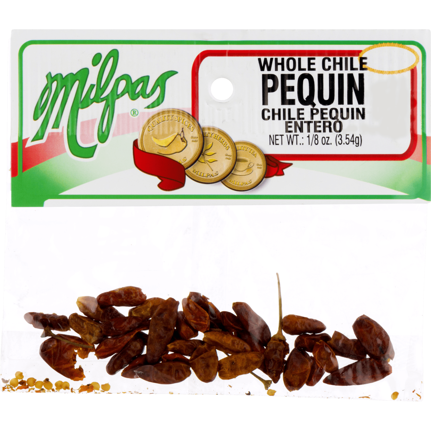 Milpas Whole Chile Pequin, 0.125 OZ