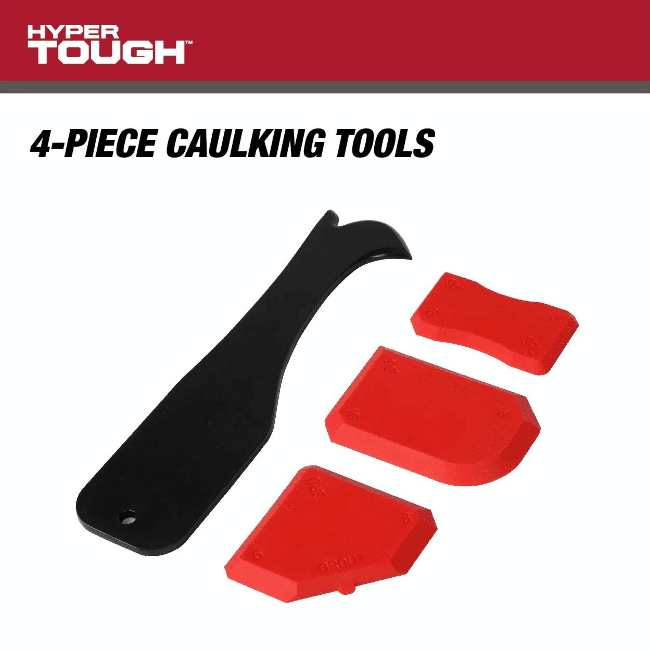 Hyper Tough 4-Piece Caulking Tool Kit for Finishing and Removal