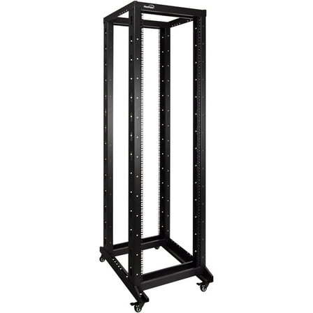 NavePoint 42U 4 Post Server Rack – Open Frame Rack for 19 Inch Equipment, Adjustable Depth 4-Post Network Rack with Casters Wheels, 42U Server Rack 881lbs Capacity, Black