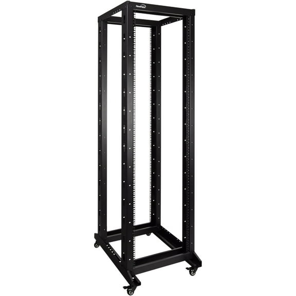 NavePoint 42U 4 Post Server Rack – Open Frame Rack for 19 Inch Equipment, Adjustable Depth 4-Post Network Rack with Casters Wheels, 42U Server Rack 881lbs Capacity, Black