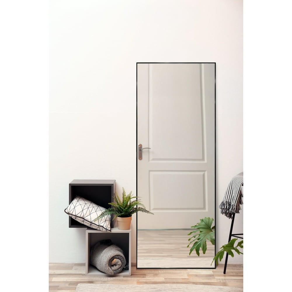 Better Homes & Gardens 70" Leaning Wall Mirror, Black, Rectangle