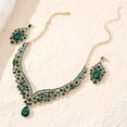 thumbnail image 5 of Eosunjian 1 Set Necklace Earrings Set Rhinestone Necklace Earrings Prom Wedding Party Bride Symmetric Dangle Earrings Formal Occasions Neck Jewelry Set Green, 5 of 13