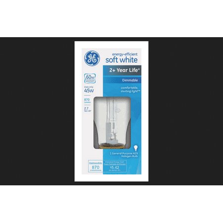 

Ge Lighting 74195 Energy Saving Halogen 45-Watt General Purpose A19 Bulb