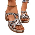 thumbnail image 5 of Women's Snakeskin Print Block Heel Sandals Peep Toe Chunky Heel Platform Mules for Women Casual Summer Beach Sandals Wide Width, 5 of 10