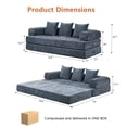 thumbnail image 3 of AOOWOW 82.5” Oversized Double Lounge Chaise,velvet Sofa Bed,Upholstered Boneless Cloud Sofa Deep Seat,No Assembly Required,Blue, 3 of 9
