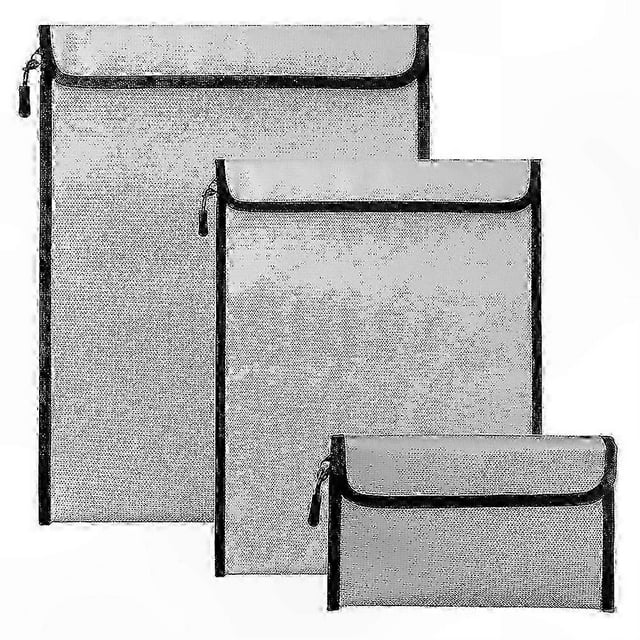 3-Pack Fireproof and Waterproof Document Bags, 2000F Safe Pouch for Cash and Important Papers