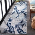 thumbnail image 3 of SAFAVIEH Cabana Rosario Botanical Indoor/Outdoor Runner Rug, Beige/Navy, 2' x 9', 3 of 12