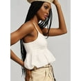 thumbnail image 3 of Bubble Tank Tops Women Y2k Ruffle Hem Spaghetti Strap Going Out Crop Tops Sleeveless Babydoll - Shirts White S, 3 of 6
