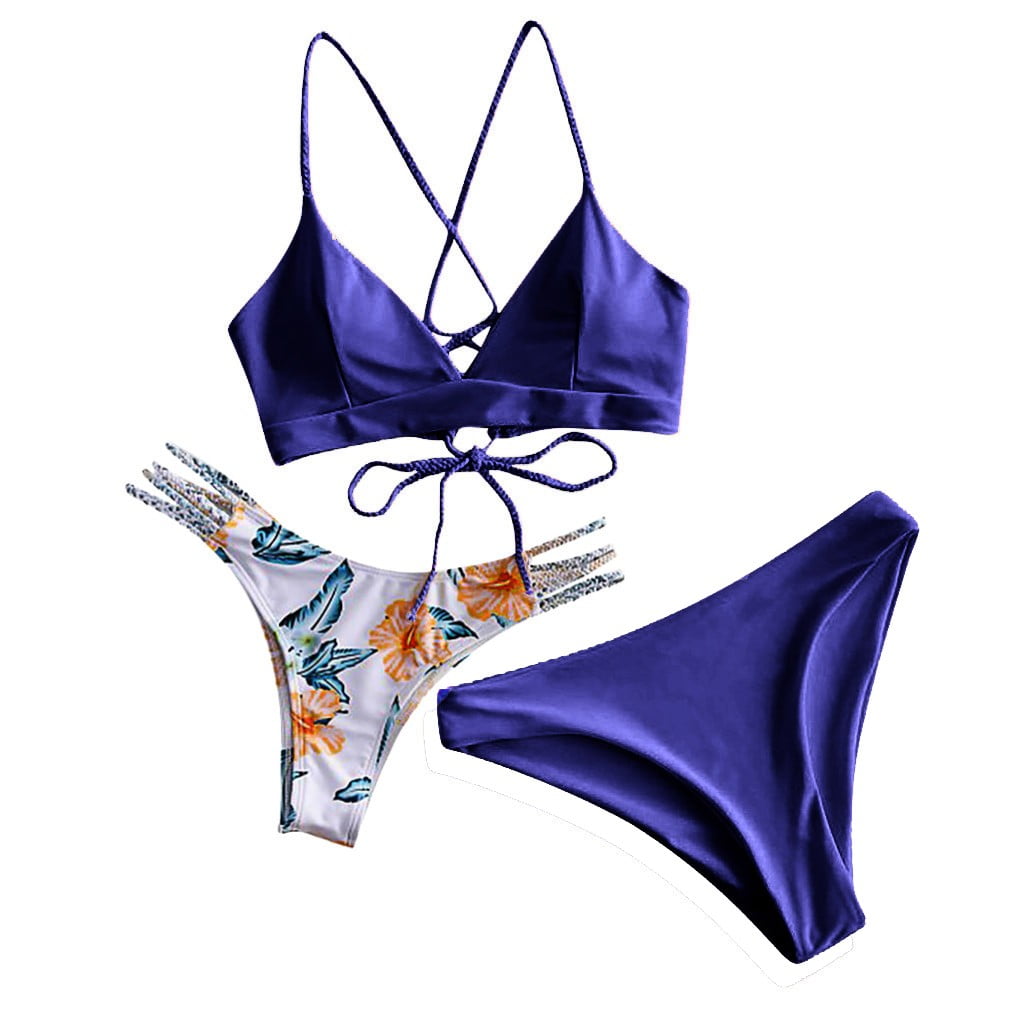 VKEKIEO Hybrids Swimsuit Sport Bra Style Soft Cup Navy S