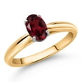 thumbnail image 2 of Gem Stone King 10K Yellow Gold Red Rhodolite Garnet Solitaire Engagement Ring for Women (0.90 Cttw, Oval 7X5MM, Gemstone January Birthstone, Size 8), 2 of 4