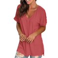 thumbnail image 4 of Giftesty Womens Blouses and Tops Women's Fashion Gradient Printed Blouse V-Neck Short Sleeve Loose T-shirt Tops, 4 of 7