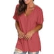 thumbnail image 4 of ICHUANYI Clearance Women's Fashion Gradient Printed Blouse V-neck Short Sleeve Loose T-shirt Tops(Red, XXL) ICHUANYI WER2023081008847, 4 of 7