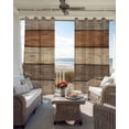 thumbnail image 3 of Farmhouse Beige Brown Blackout Curtains 45 Inches Long, Kitchen Black Out Window Treatments, Vintage Wooden Striped Thermal Insulated Lined Drapes for Small Window with Grommet 42"x45", 3 of 8
