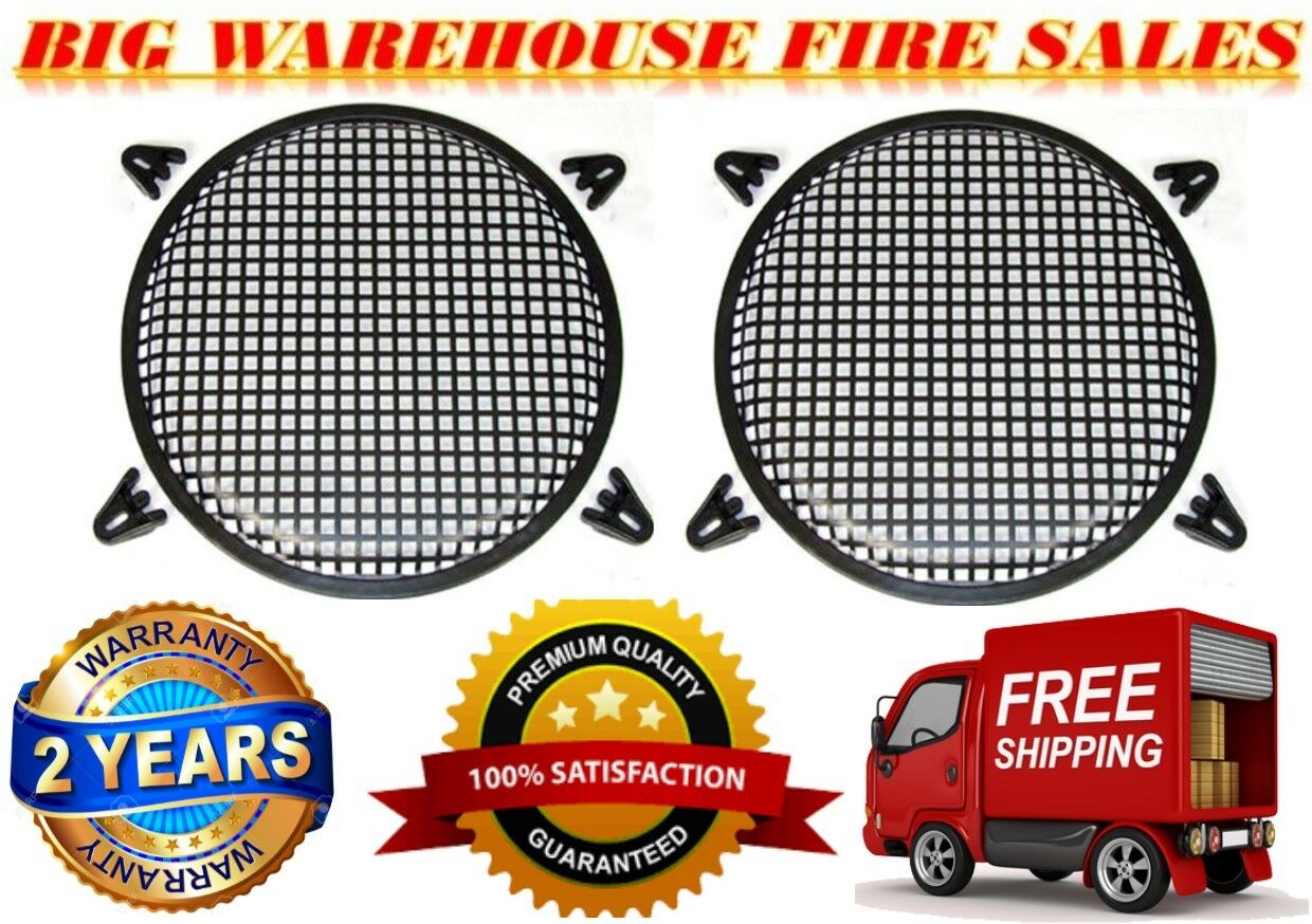 2) Universal 15 Inch (15") Subwoofer Speaker Metal Waffle Cover Guard Grill - image 1 of 3