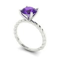 thumbnail image 2 of 2 ct Round Cut Natural Amethyst Solitaire Engagement Ring for Women in 18K White Gold, 2 of 5