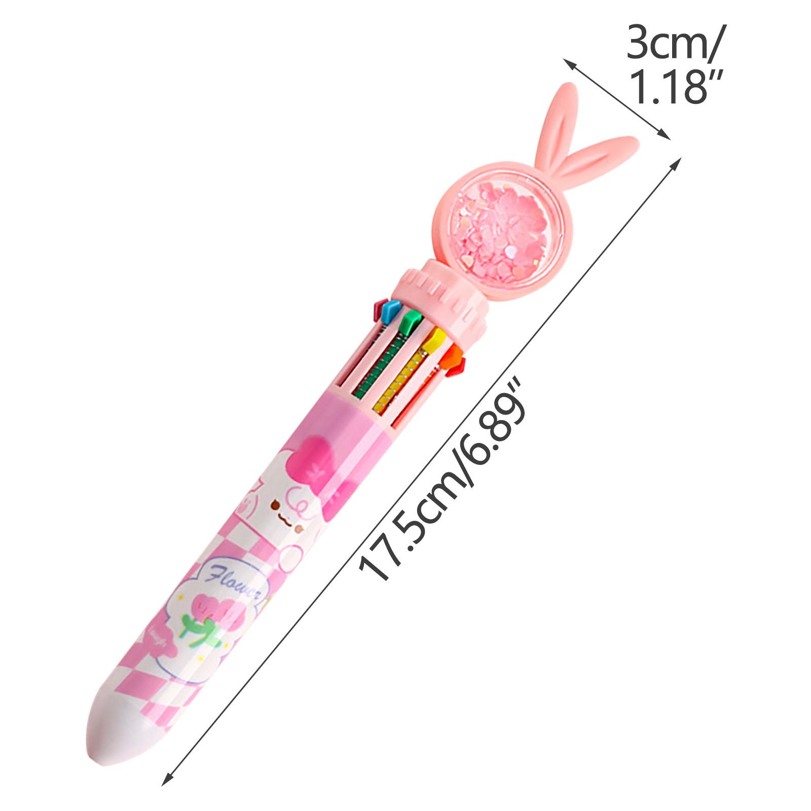 Cute Rabbit Animal Multicolor Pen, Ink Multicolor Pen in One, 10-In-1  Colored Multi Color Pen, Multicolored Pens for Office Home School Supplies  Students Children Gift 