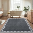 thumbnail image 4 of FairOnly 8'x10'Modern Solid Color Machine Washable Area Rug for Bedroom Non Slip Soft Stain Resistant Low Pile Rugs for Living Room Kitchen,Dark Grey, 4 of 6