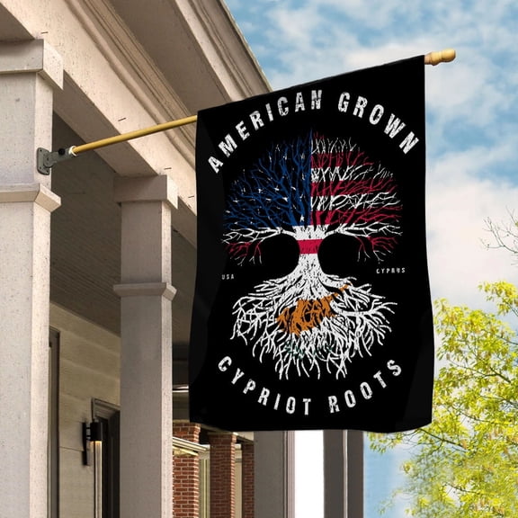 American Grown Cypriot Roots House Flag, Double-Sided Outdoor Yard Decor 29.5 x 39.5 Inch