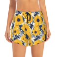 thumbnail image 2 of Rateoe Blue Striped Sunflower Printed 2 in 1 Women's Workout Shorts for Athletic Gym Running Shorts with Phone Pockets-Small, 2 of 7