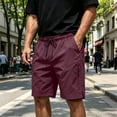 thumbnail image 2 of Hurxie Men Mens Shorts Casual Waist Elastic Button Golf Beach Shorts with Pockets Wine,L, 2 of 7