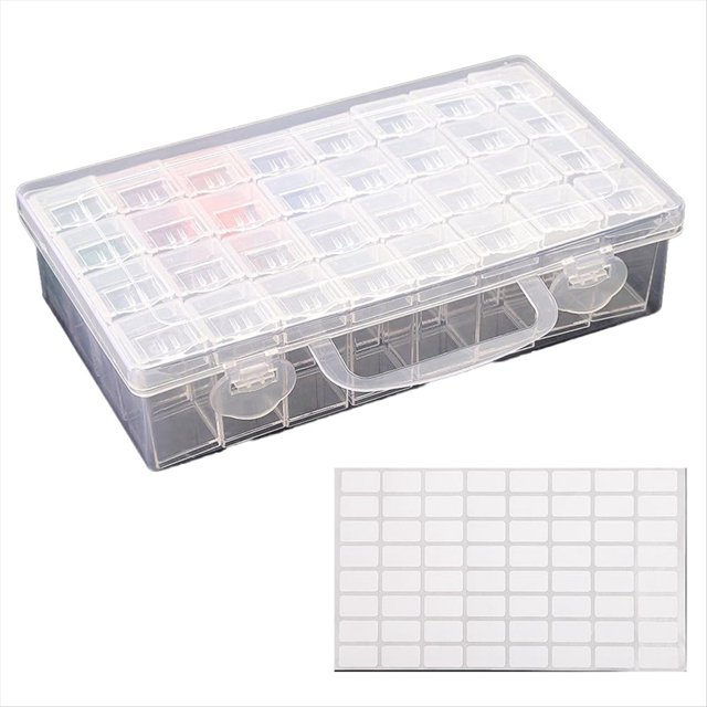 Contenedores de almacenamiento para brocas de pintura de diamantes, 32 compartimentos, organizador de diamantes, caja para cuentas con etiqueta.