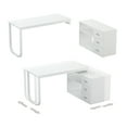 thumbnail image 3 of MONSLIPA L Shaped Desk with Storage Shelf and 3 Drawers, 55" Home Office Corner Office Writing Desk Study Workstation Table, White, 3 of 7