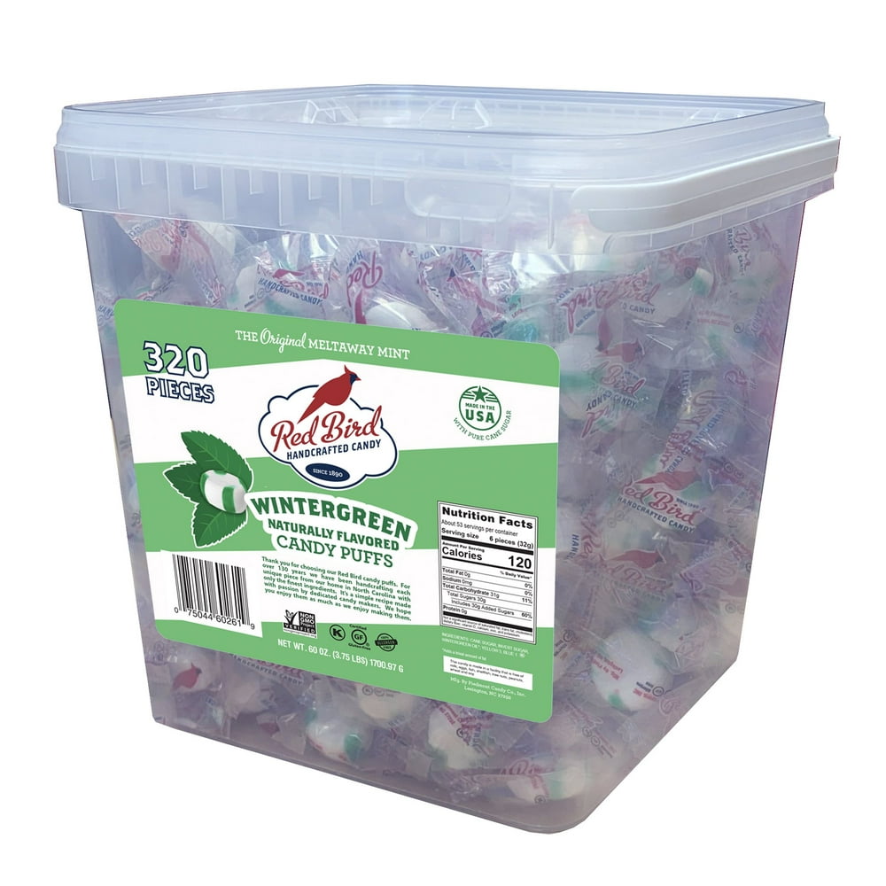 Red Bird Wintergreen Soft Mint Puffs, 320 pieces of Individually