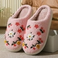 thumbnail image 2 of Womens Mens Slippers Retro Memory Foam Cartoon Flowers Comfort Slippers Fuzzy Warm Plush House Shoes, 2 of 4