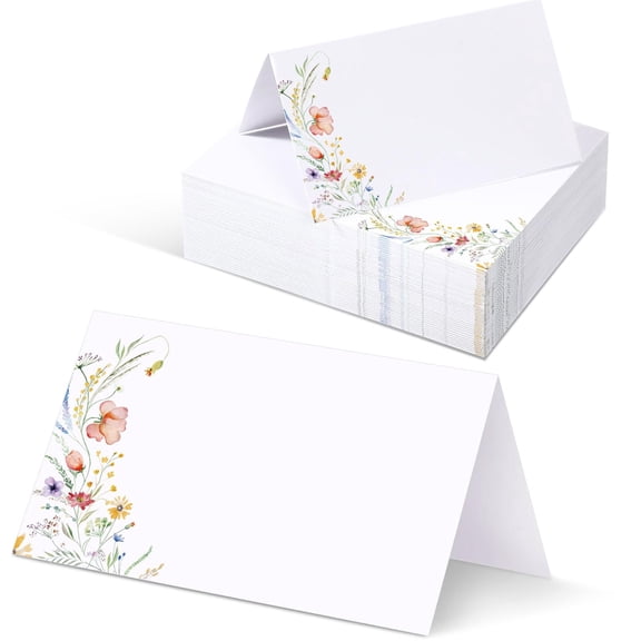 100Pcs Watercolor Wildflower Place Cards for Table Settings