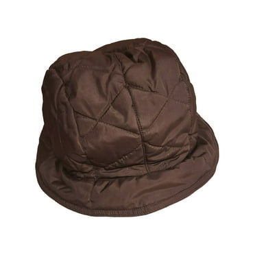 Womens Brown Quilted Bucket Hat Cap