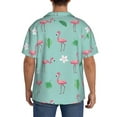 thumbnail image 7 of PAYOHTO Flamingo&Green Leaves Pattern Mens Hawaiian Casual Short-sleeved Shirt Tropical Summer Beach Button Down Shirts, 7 of 7