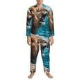 thumbnail image 3 of Naloa Ice Blue Coastal Lion Men’s Pajamas Set - Long Sleeve Button Down Sleep Shirt and Pajama Bottoms Sleepwear Set-XX-Large, 3 of 7