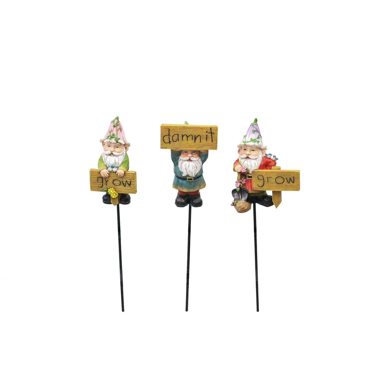 Red Carpet Studios Plant Stakes Grow Damn it Grow Gnomes Set of 3